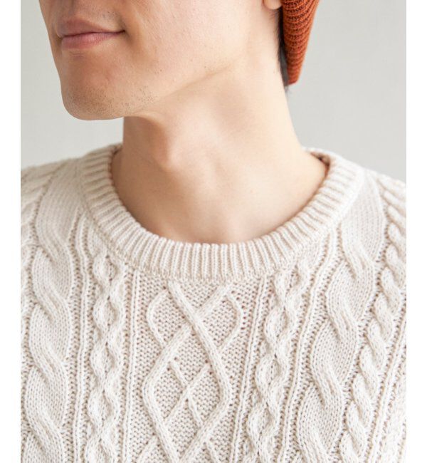 ikka「アランケーブル抗菌リサイクルニット」|プルオーバー|