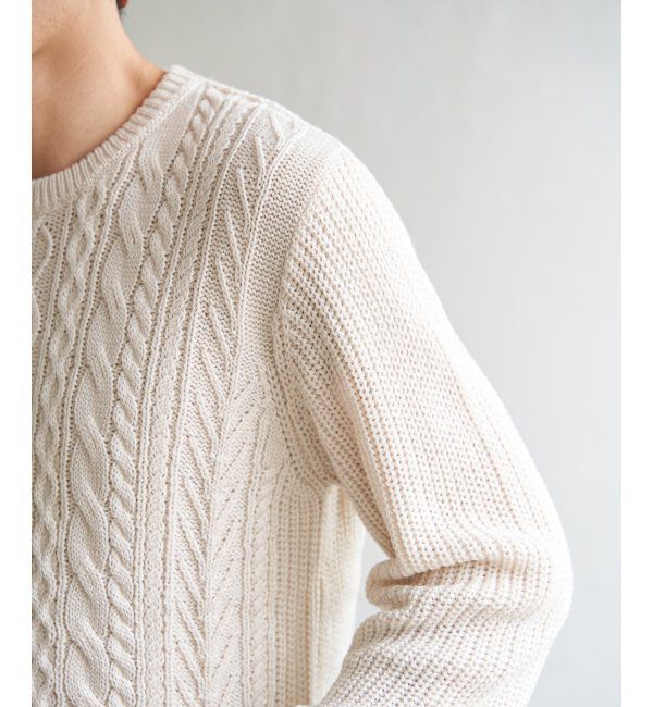 ikka「アランケーブル抗菌リサイクルニット」|プルオーバー|