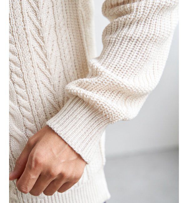 ikka「アランケーブル抗菌リサイクルニット」|プルオーバー|
