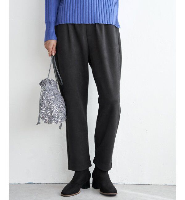 ikka「GOKU楽フェイクスエードテーパードパンツ」|その他|ブラック