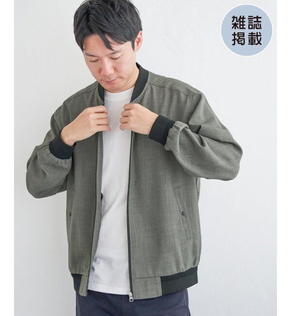 ikka「【雑誌MonoMax4月号掲載】イージーケアリネンライクブルゾン」|ブルゾン・スタジャン|グレー