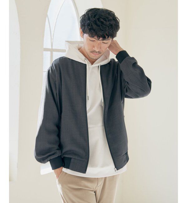 ikka「【雑誌MonoMax4月号掲載】イージーケアリネンライクブルゾン」|ブルゾン・スタジャン|