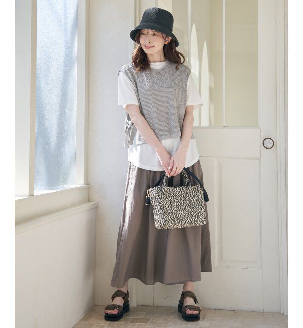 ikka「【2点セット】透かし編みラメニットベストアンサンブル」|ニット・セーター|