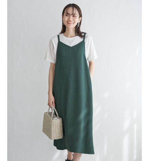 ikka「リネンライク２ＷＡＹキャミワンピＳＥＴ」|ワンピース|グリーン