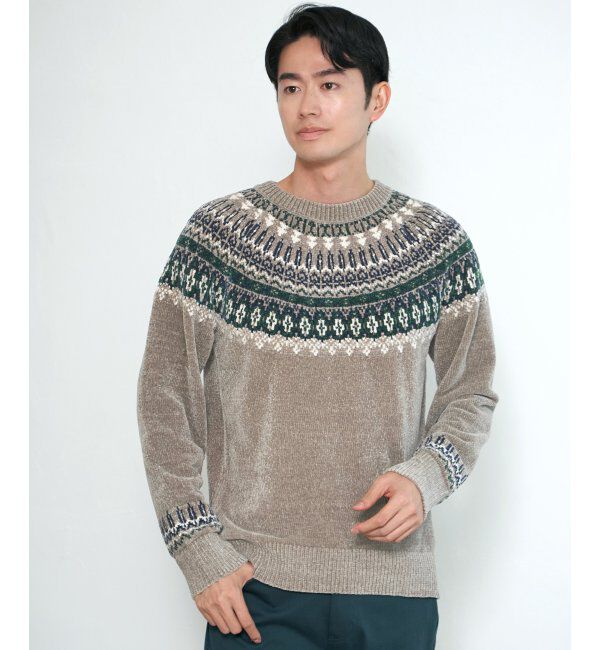 ikka「モール求心柄ニット」|プルオーバー|グレー