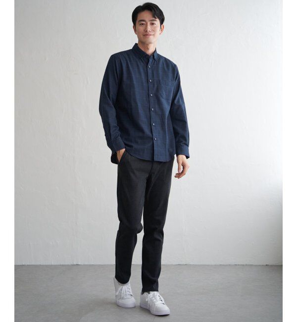 ikka「イージーケアネルチェックスイスカラーボタンダウンシャツ」|シャツ・ブラウス|