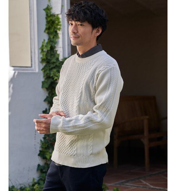 ikka「GOKUラクニットアランケーブル」|プルオーバー|