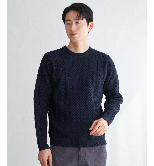 ikka「GOKUラクニットアランケーブル」|プルオーバー|