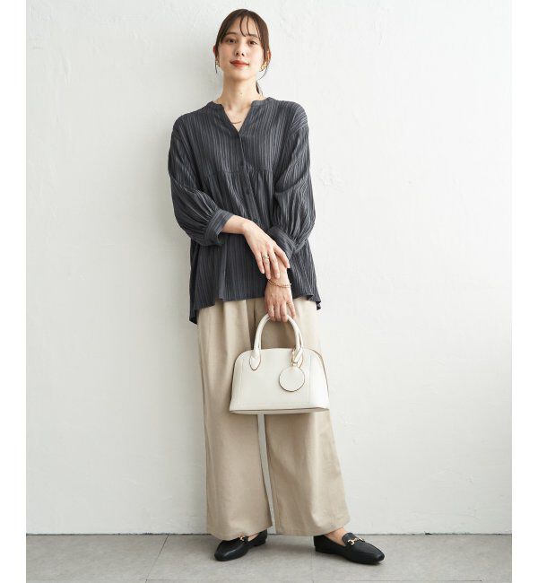 ikka「冷感楊柳バンドカラーシャツ」|シャツ・ブラウス|