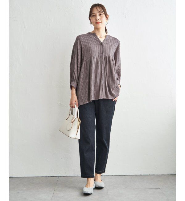 ikka「冷感楊柳バンドカラーシャツ」|シャツ・ブラウス|