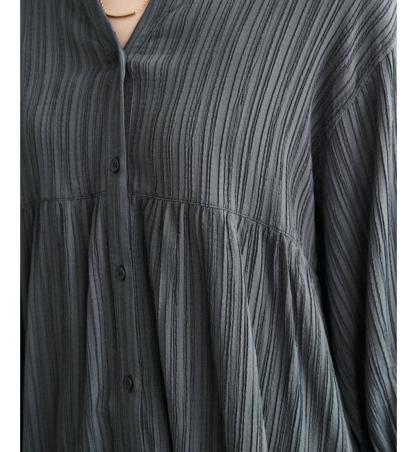 ikka「冷感楊柳バンドカラーシャツ」|シャツ・ブラウス|