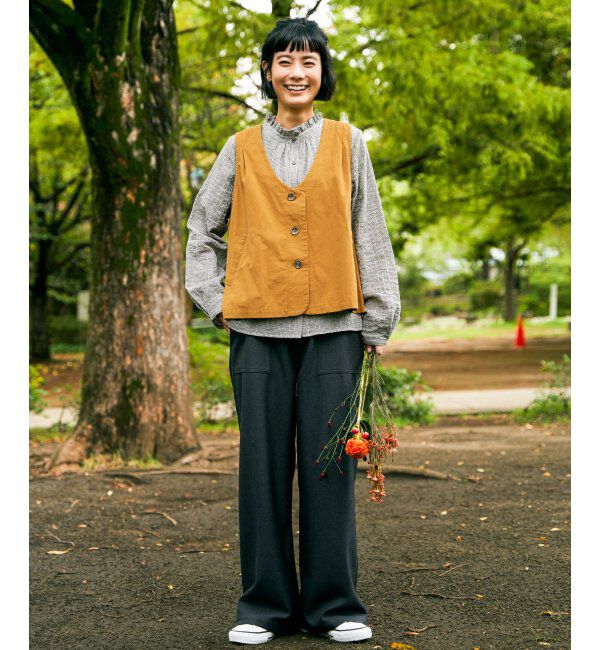 Lbc with Life「エクリュ パッカリング深Vベスト」|ダウンベスト・ベスト|