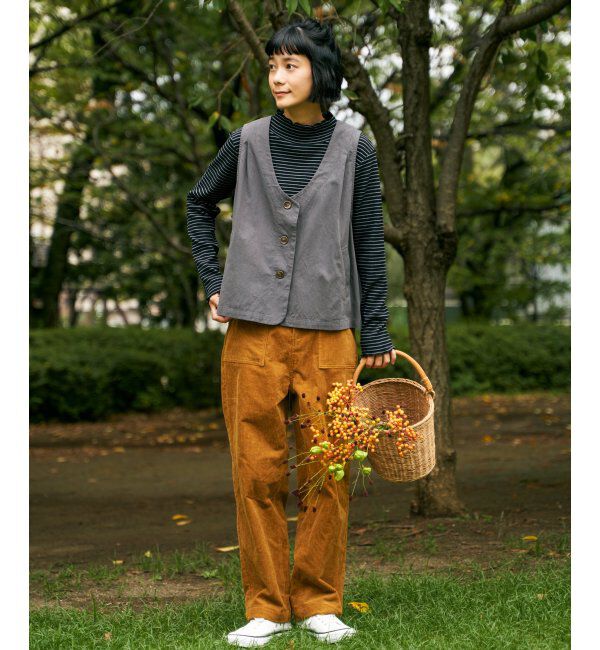 Lbc with Life「エクリュ パッカリング深Vベスト」|ダウンベスト・ベスト|