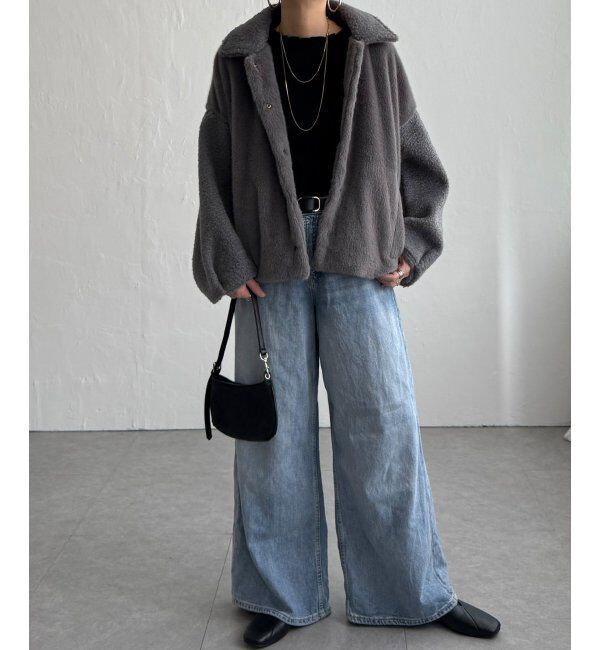 Lbc with Life「ファーボア切り替えコクーンブルゾン」|ブルゾン・スタジャン|