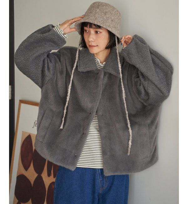 Lbc with Life「ファーボア切り替えコクーンブルゾン」|ブルゾン・スタジャン|