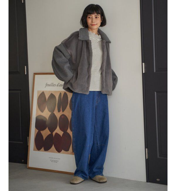 Lbc with Life「ファーボア切り替えコクーンブルゾン」|ブルゾン・スタジャン|