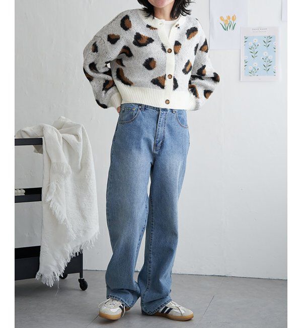 VENCE share style「ヒョウ柄ショートガーディガン」|カーディガン|