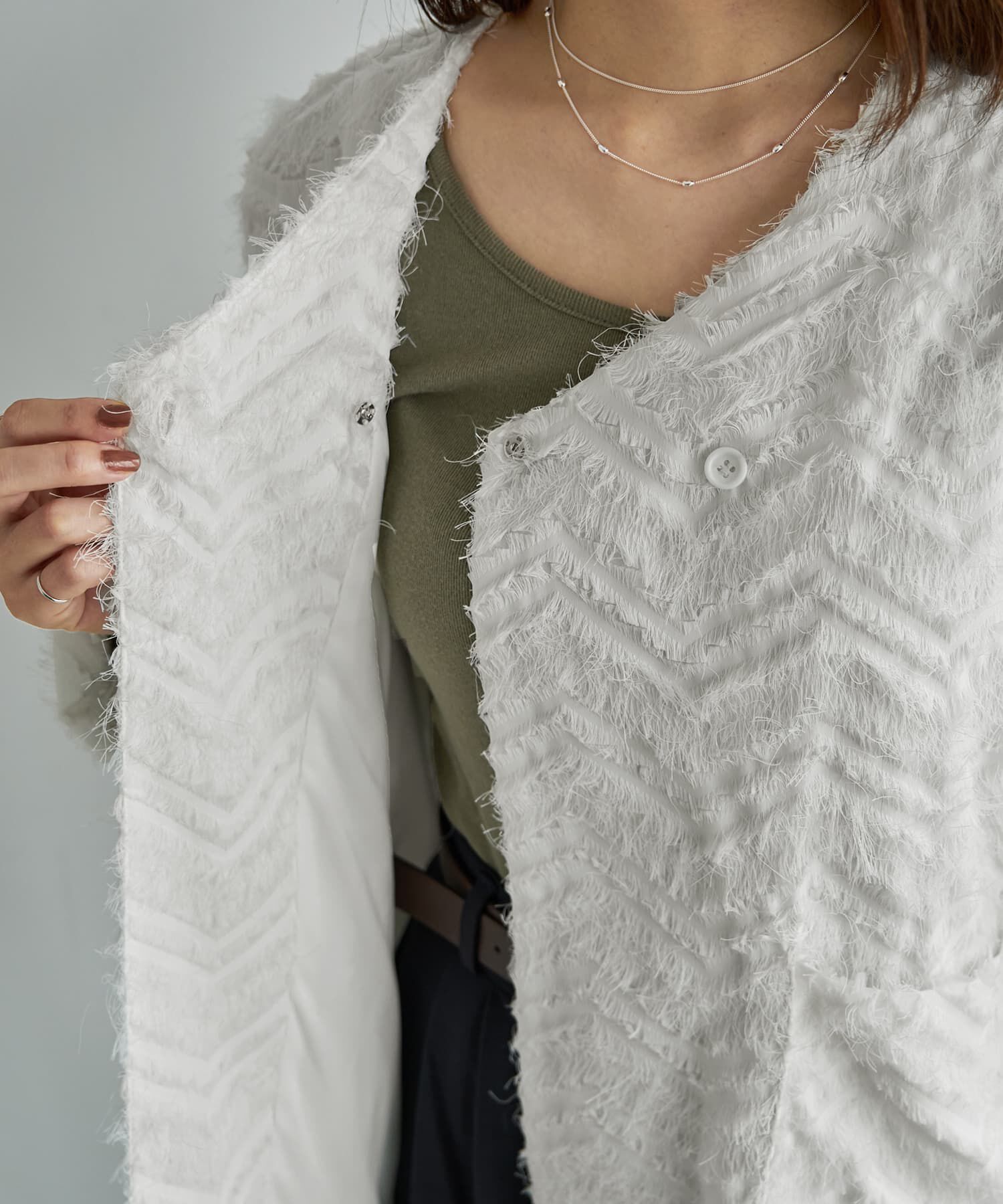 STYLE DELI「【訳あり】フリンジライトジャケット」|ノーカラージャケット|