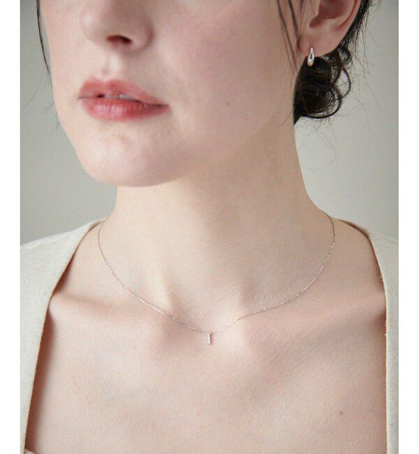 ete「[レイヤード] K10WG ダイヤモンド バー ネックレス」|ネックレス|