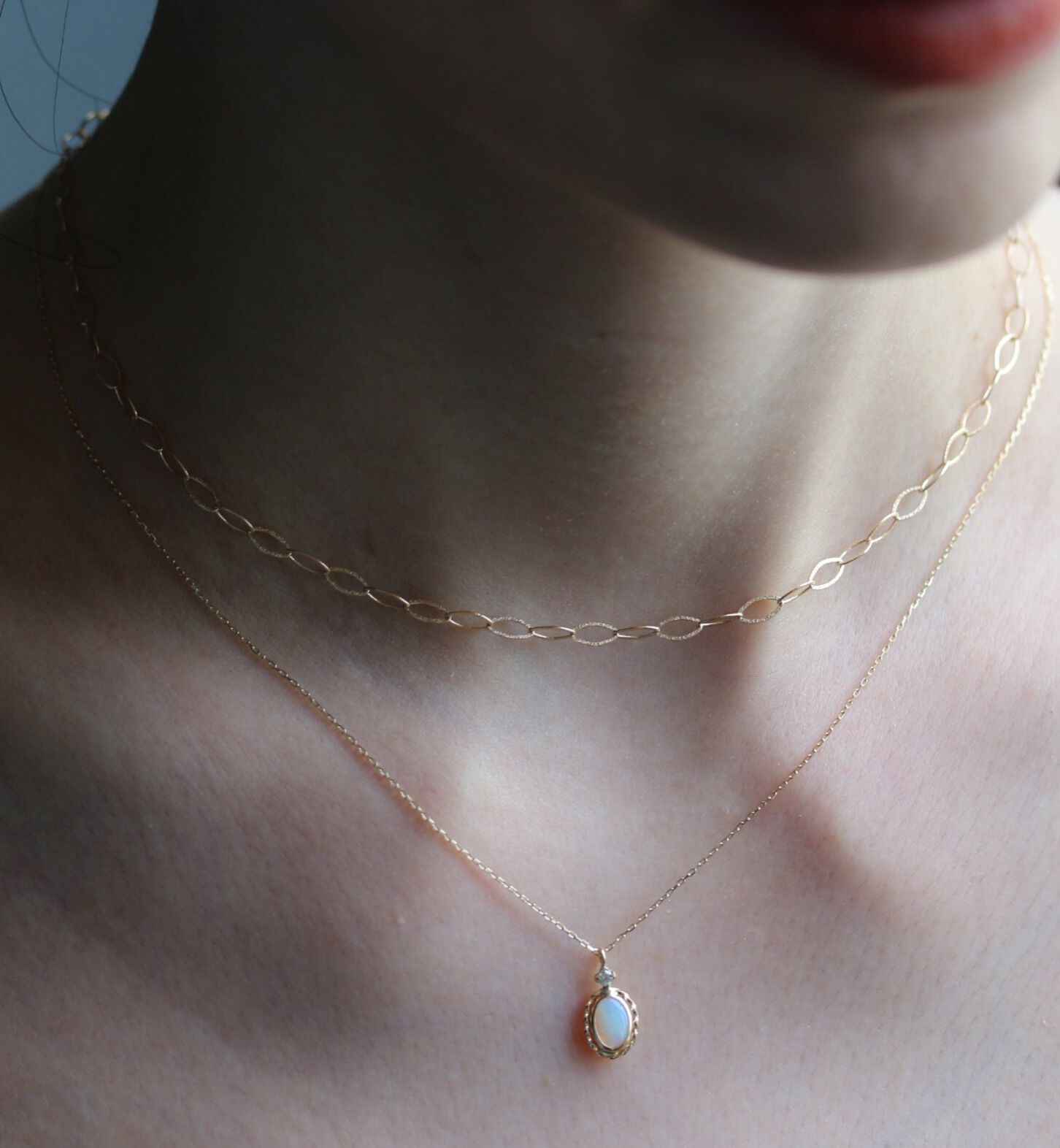  「ダイヤモンド / オパール ネックレス | K10YG」|ネックレス|