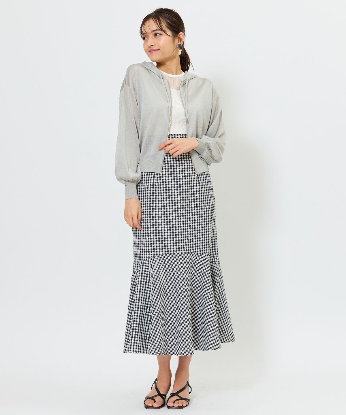 アンドクチュール「千鳥柄マーメイドスカート」|フレア|