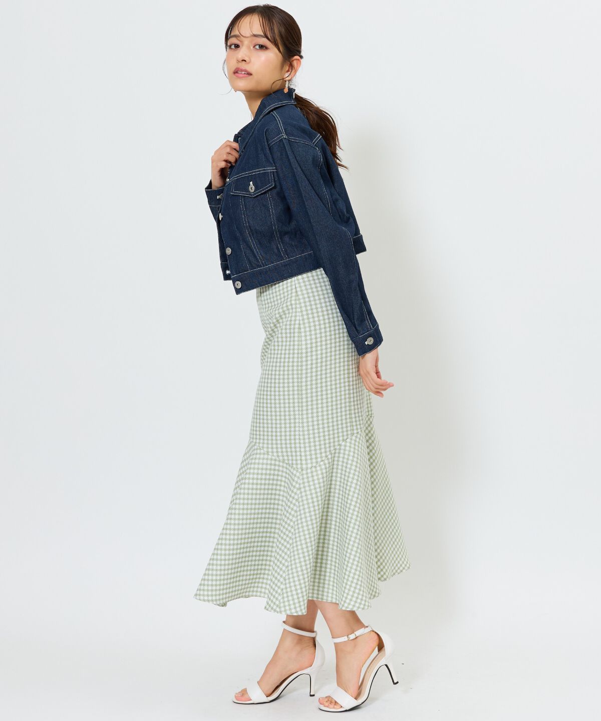 アンドクチュール「千鳥柄マーメイドスカート」|フレア|