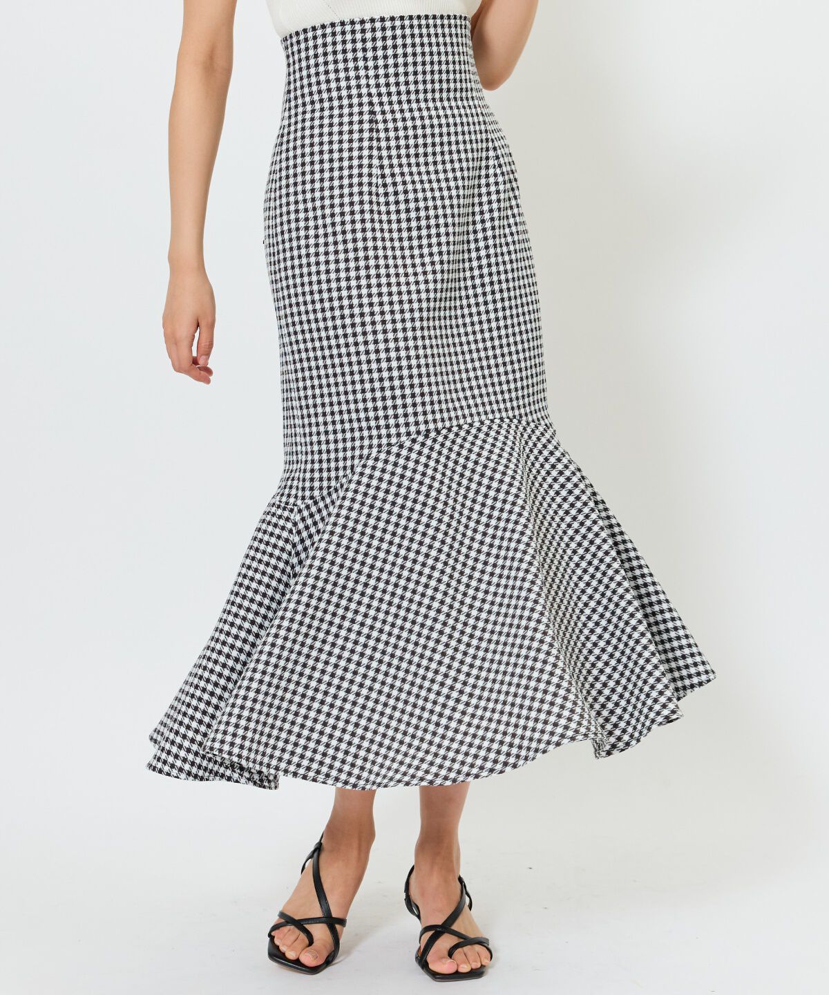 アンドクチュール「千鳥柄マーメイドスカート」|フレア|