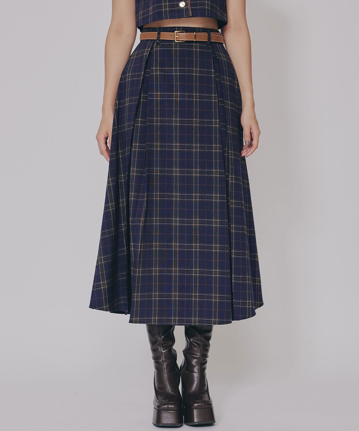 REDYAZEL「クラシカルチェックベスト&フレアスカートセットアップ」|ワンピース|