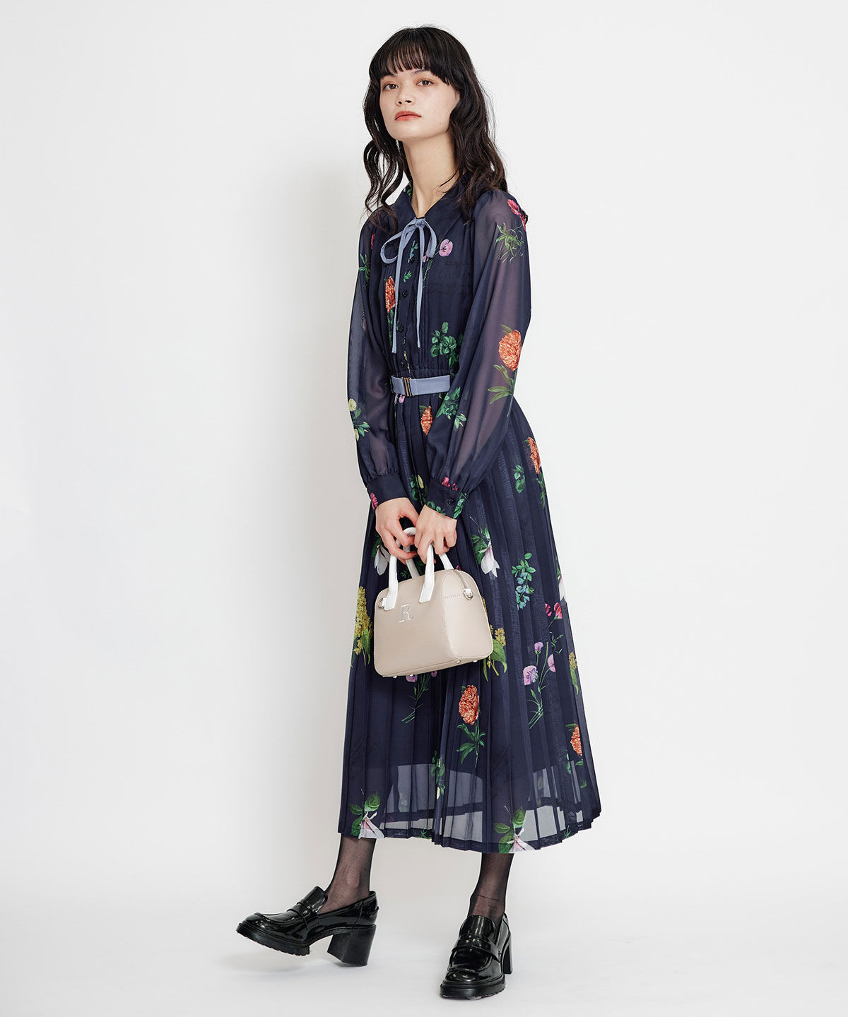 REDYAZEL「シアーフラワープリーツロングワンピース」|ワンピース|