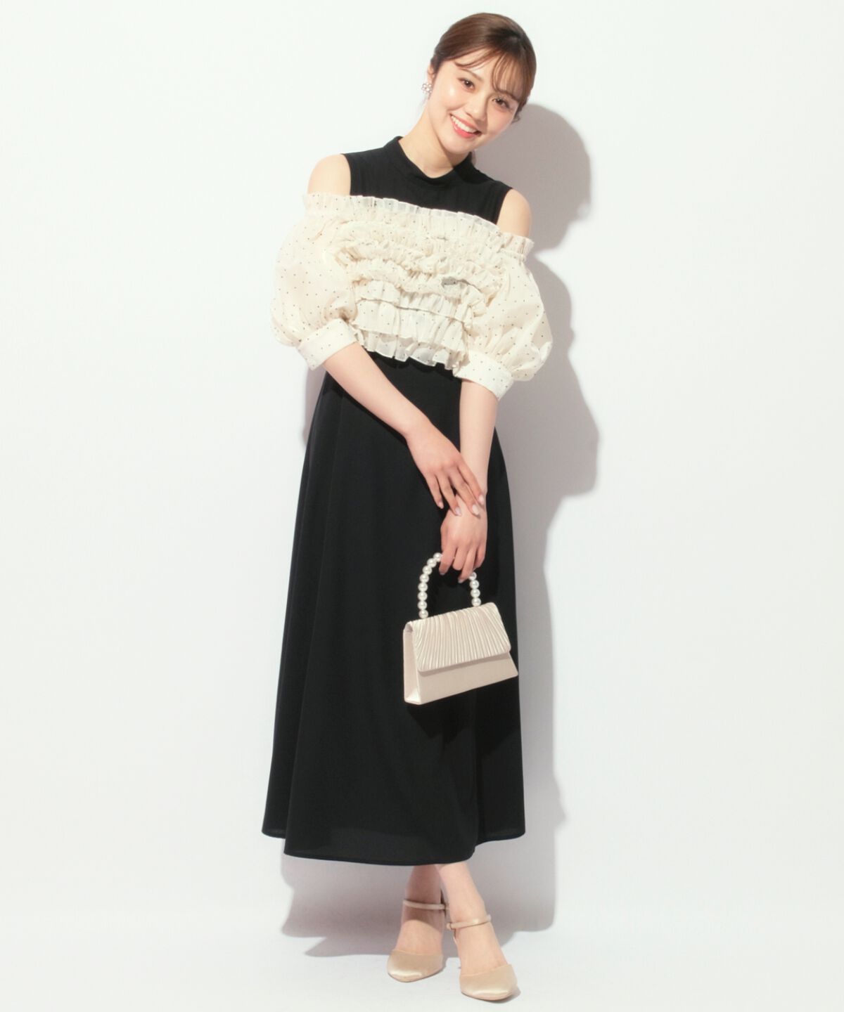 WILLSELECTION「オフショル袖ボリュームドレス」|ドレス|