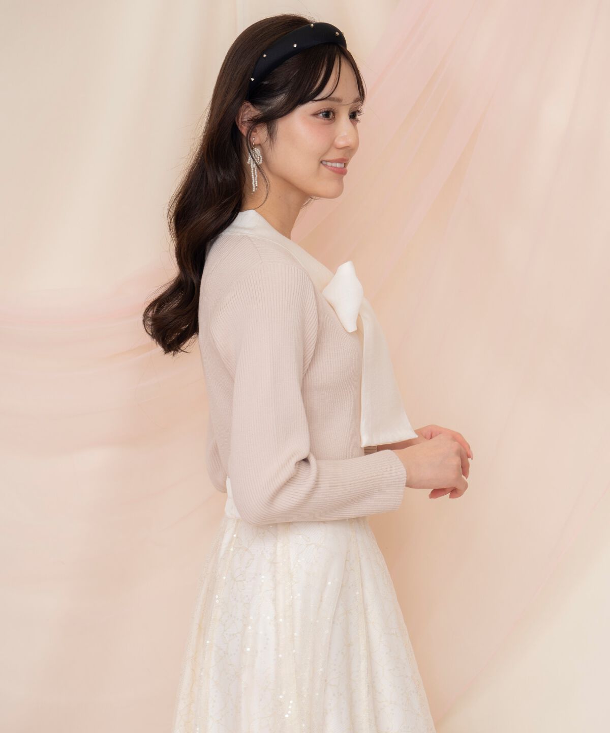 WILLSELECTION「シアーリボンタイプルオーバー」|ニット・セーター|