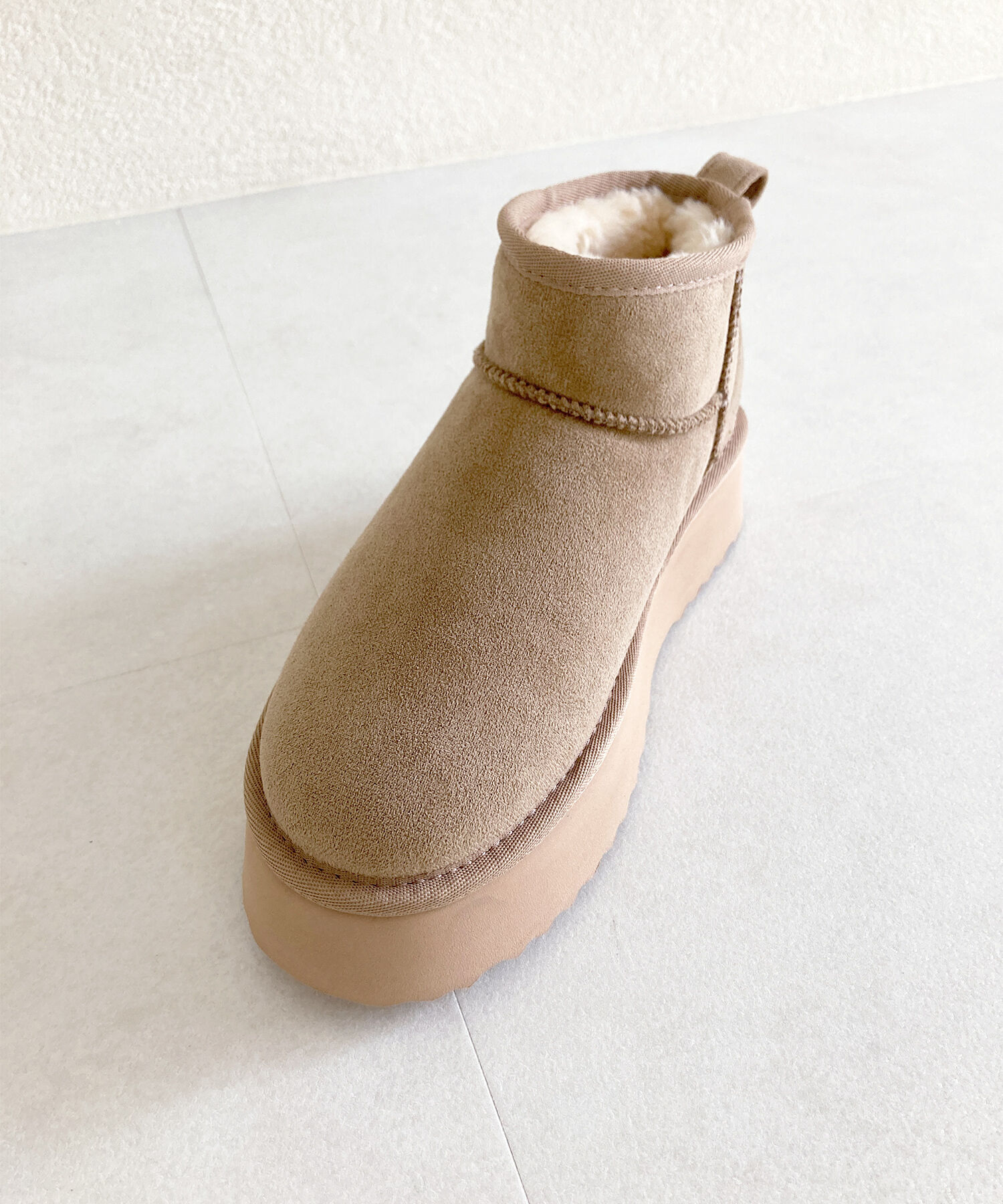 ORiental TRaffic「【累計1万足突破】 厚底 ムートン ショートブーツ /35401 軽量 防寒」|ショートブーツ|