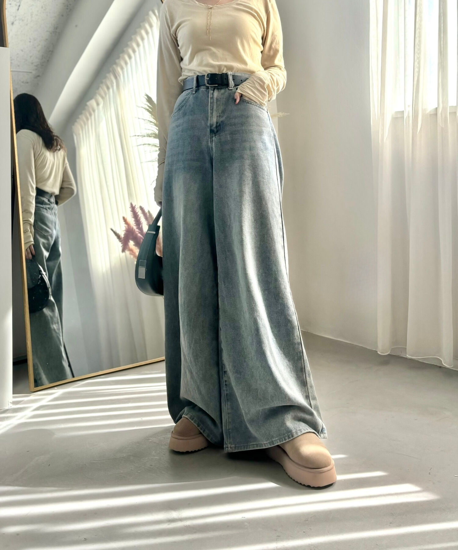 ORiental TRaffic「【累計1万足突破】 厚底 ムートン ショートブーツ /35401 軽量 防寒」|ショートブーツ|