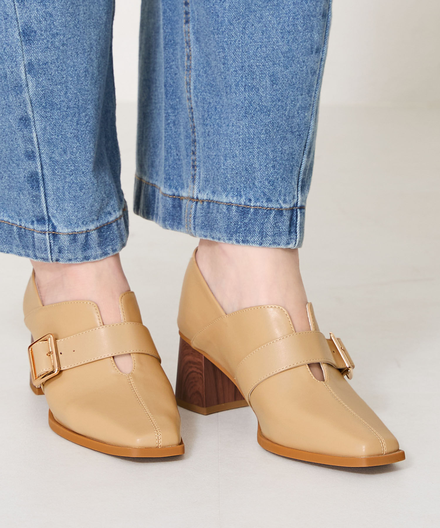 ORiental TRaffic「ウッドヒールベルトパンプス/51103 パンプス トレンド 人気 売れてる」|パンプス|YELLOW