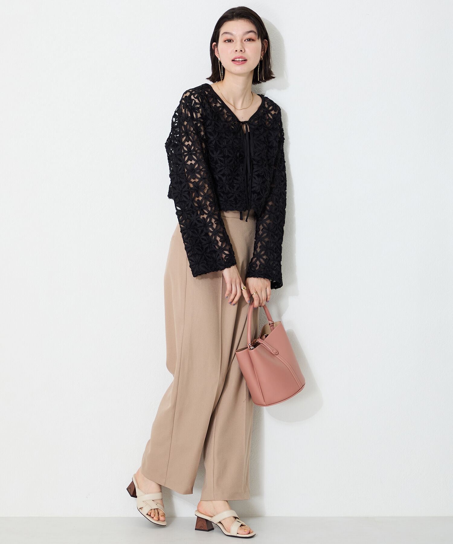 ORiental TRaffic「ウッドヒールクロスリボンサンダル/51209 サンダル 人気 トレンド」|サンダル|