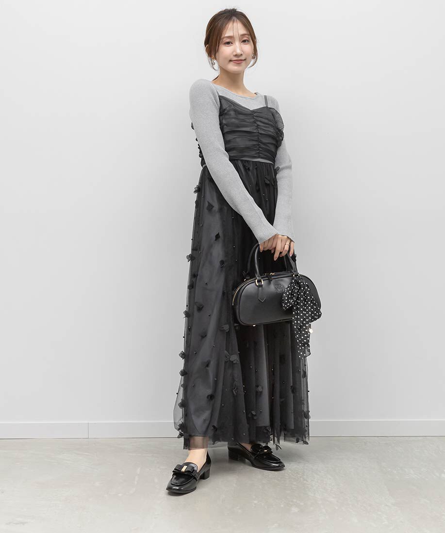  「2WAY スカーフ付きエンボスロゴボストンバッグ」|ハンドバッグ|