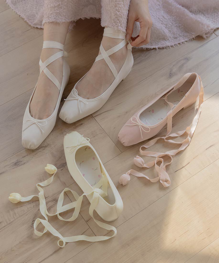  「【Tulip Collection】2WAY チューリップレースアップバレエシューズ」|パンプス|