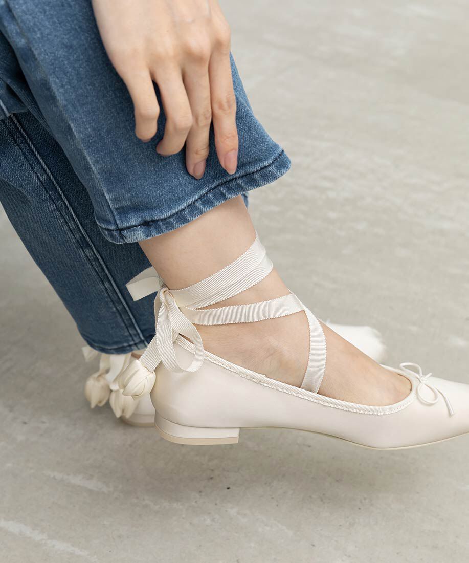  「【Tulip Collection】2WAY チューリップレースアップバレエシューズ」|パンプス|