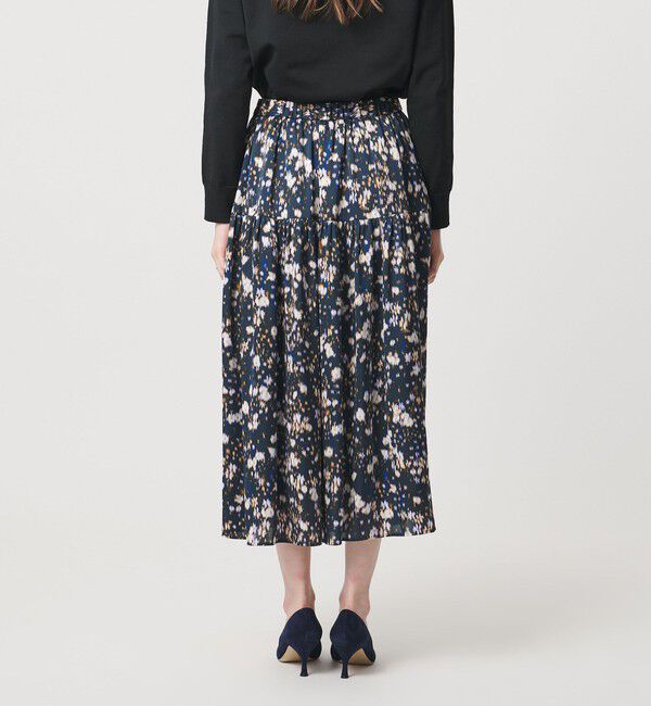UNITED ARROWS「サテン フラワープリント スカート ‐ウォッシャブル‐」|スカート|