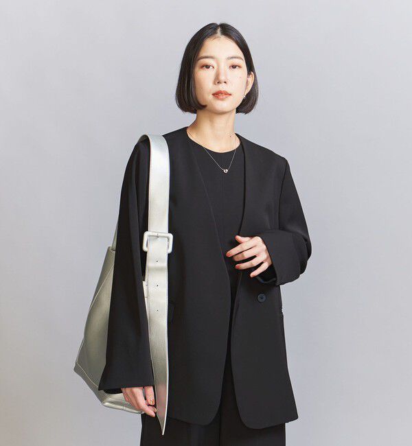 BEAUTY&YOUTH UNITED ARROWS「【WEB限定 Wardrobe DAILY MINIMAL】ダブルクロス カラーレスジャケット ウォッシャブル」|ノーカラージャケット|