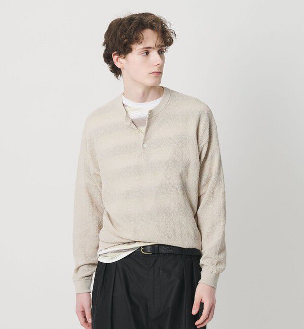 BEAUTY&YOUTH UNITED ARROWS「テクスチャード 3ボタン ヘンリーネック ニット ウォッシャブル」|ニット・セーター|NATURAL