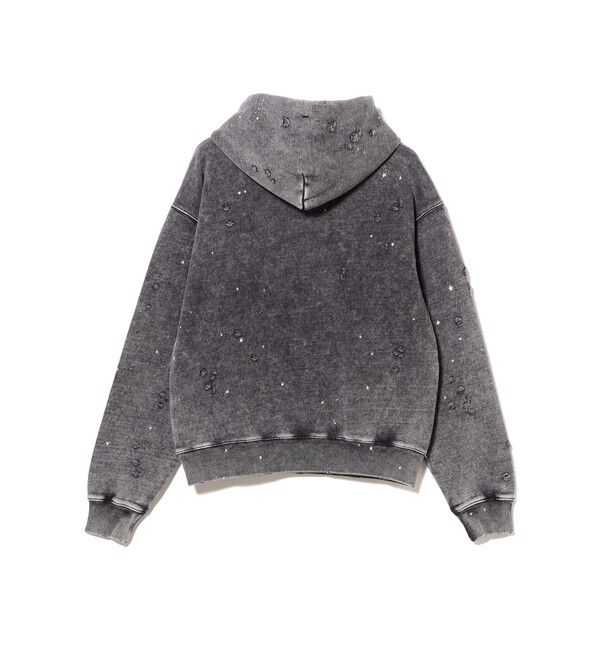 BEAMS「ワイドショートフィット ダメージ フーディ」|スウェット・ジャージ|