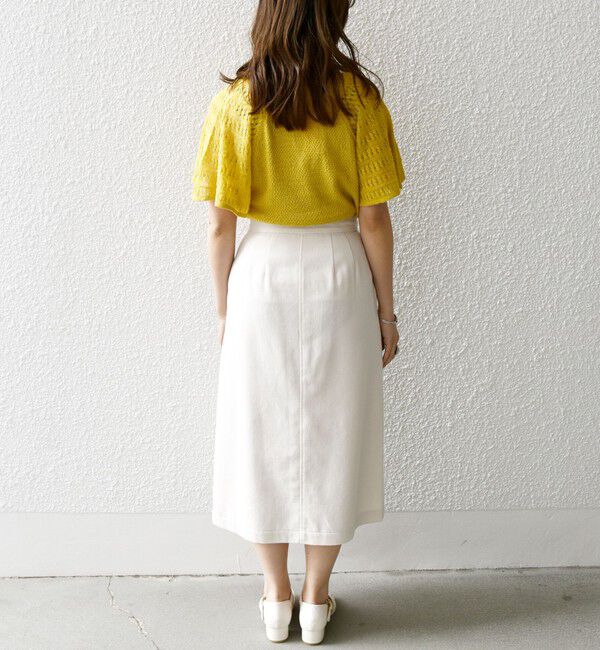 SHIPS any「SHIPS any:〈洗濯機可能〉リサイクル ブレンドリネン ボタン Aライン スカート」|スカート|