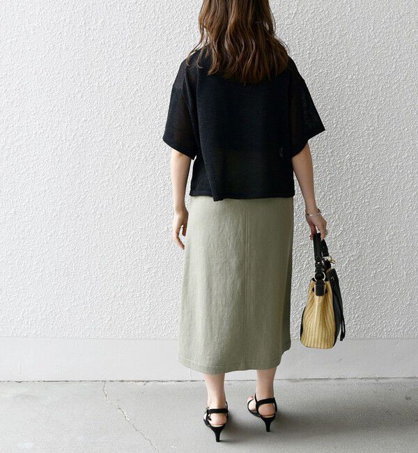 SHIPS any「SHIPS any:〈洗濯機可能〉リサイクル ブレンドリネン ボタン Aライン スカート」|スカート|