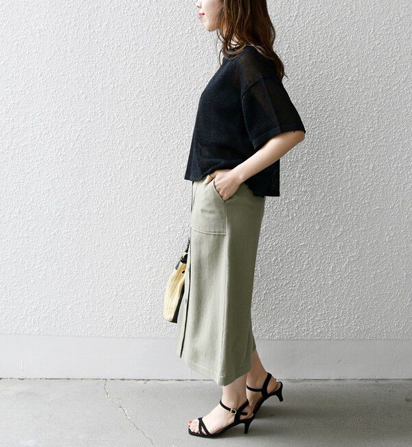 SHIPS any「SHIPS any:〈洗濯機可能〉リサイクル ブレンドリネン ボタン Aライン スカート」|スカート|