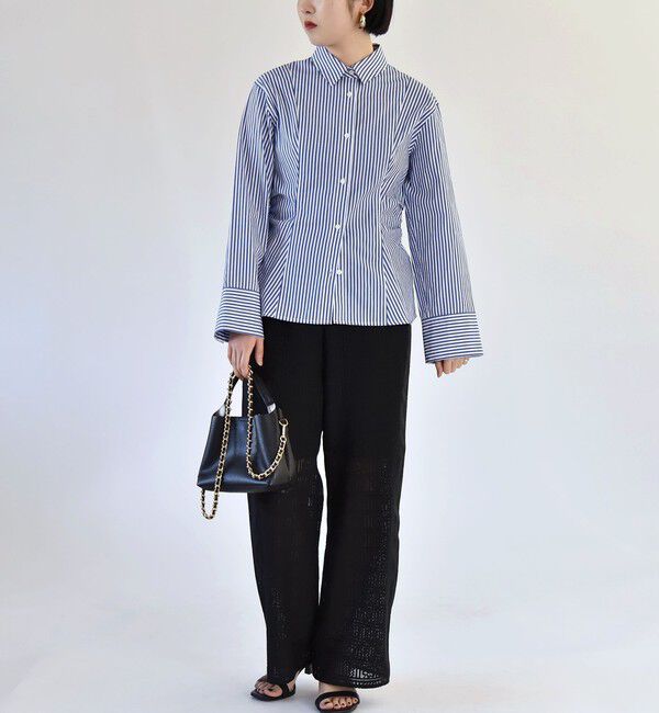 quaranciel「quaranciel:〈洗濯機可能〉ストライプ ワイドスリーブ シャツ」|シャツ・ブラウス|