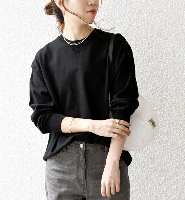 SHIPS any「SHIPS any:〈手洗い可能〉スウェットライク ニット プルオーバー」|ニット・セーター|ブラック