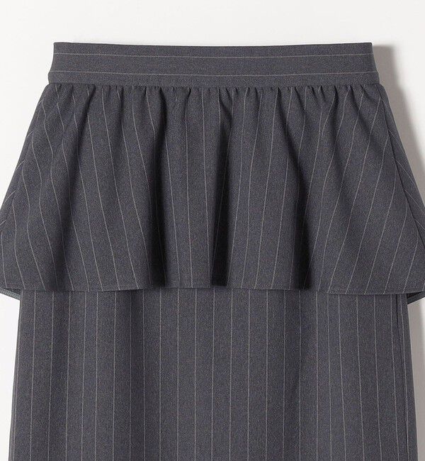 quaranciel「quaranciel:〈洗濯機可能〉ペプラム ベルト付 ストライプ Iライン スカート」|スカート|