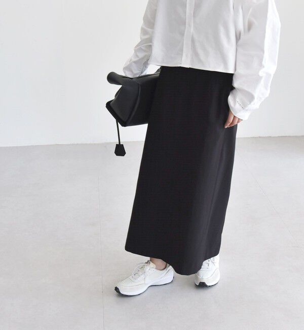 quaranciel「quaranciel:〈洗濯機可能〉ペプラム ベルト付 ストライプ Iライン スカート」|スカート|