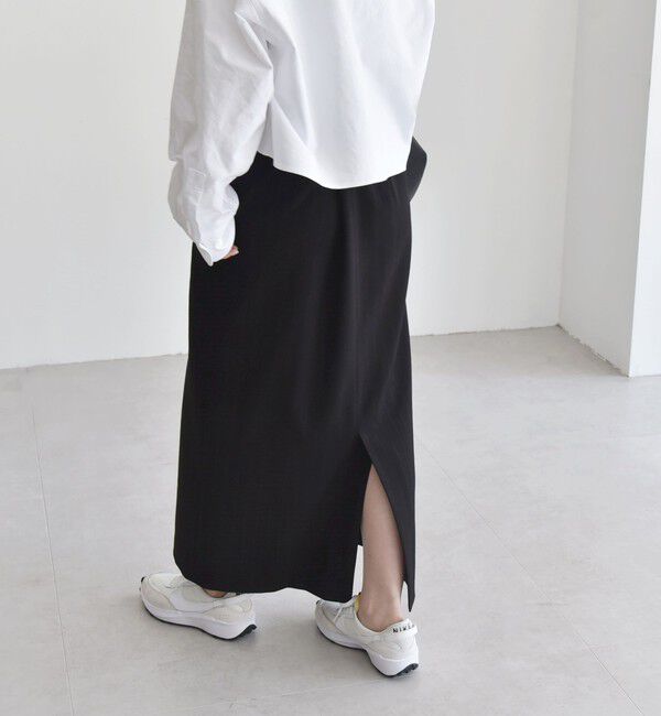 quaranciel「quaranciel:〈洗濯機可能〉ペプラム ベルト付 ストライプ Iライン スカート」|スカート|